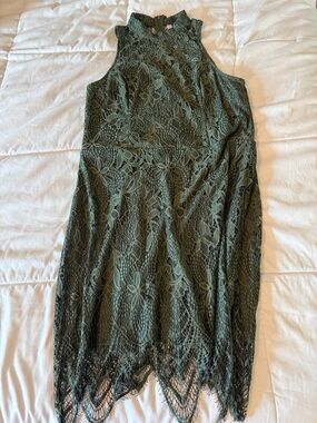 Xhilaration Olive Green Lace Midi Dress